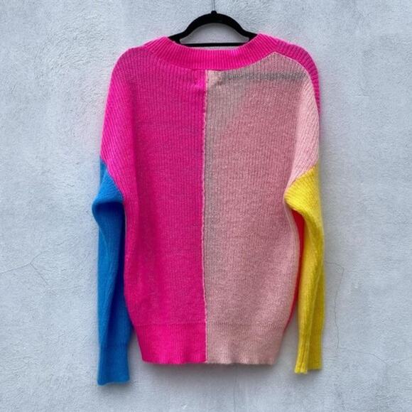ESSENTIEL Antwerp $355 Vivar Colorblock V Neck Sweater Made In Italy XS US2 NWOT - Picture 12 of 14